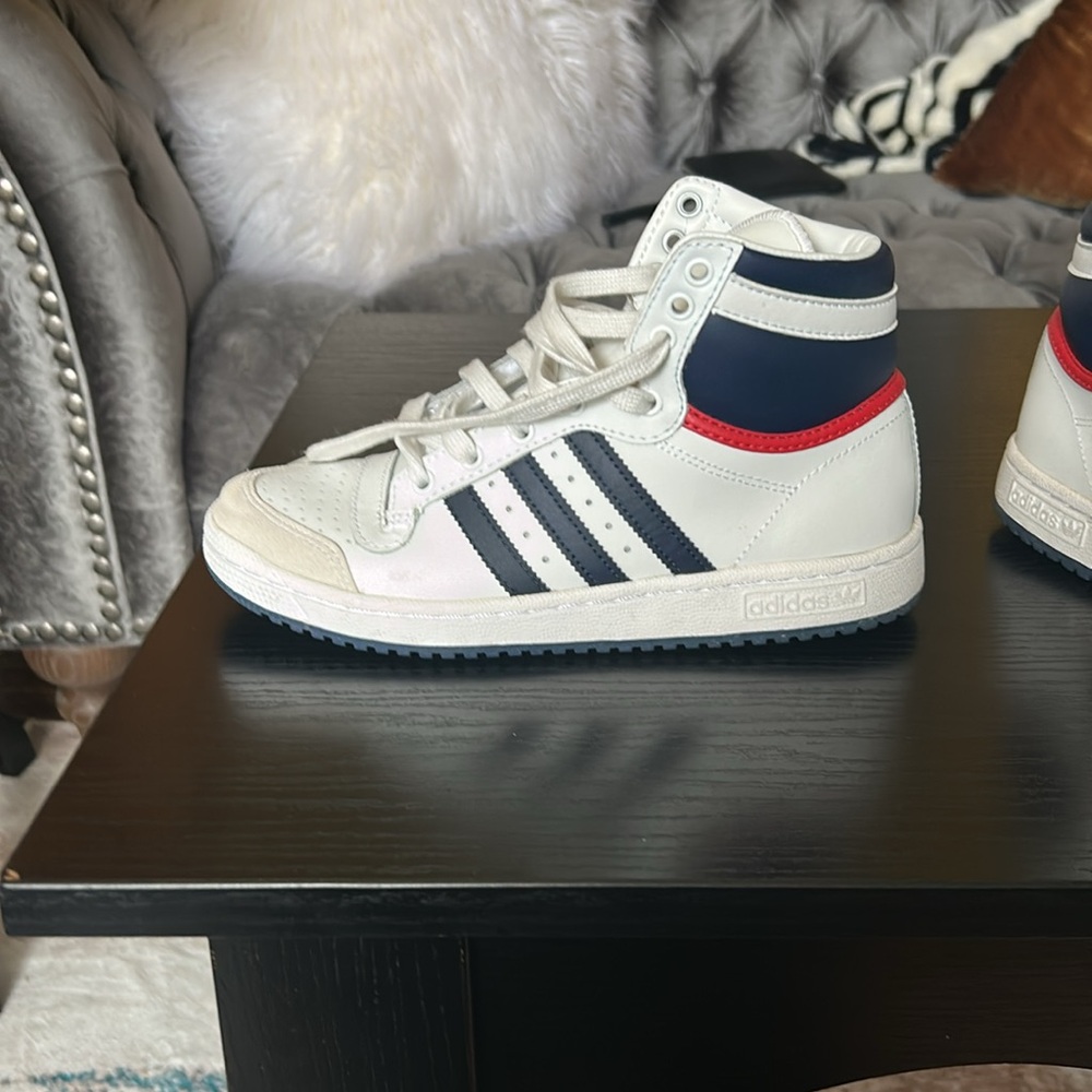 Adidas Top Ten Sneakers white, blue and red youth size 5. Women’s 7 - Picture 2 of 8